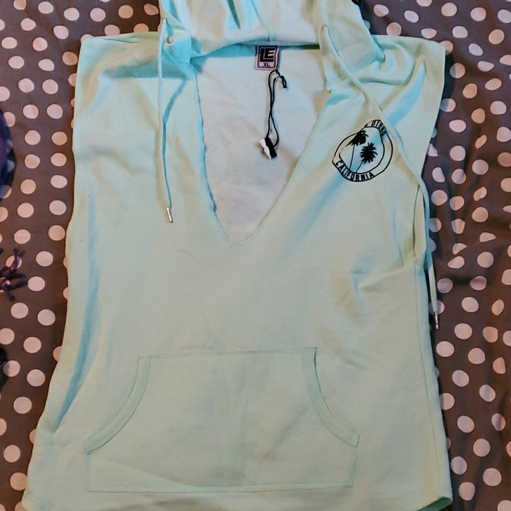 XL mint green sleeveless hoodie